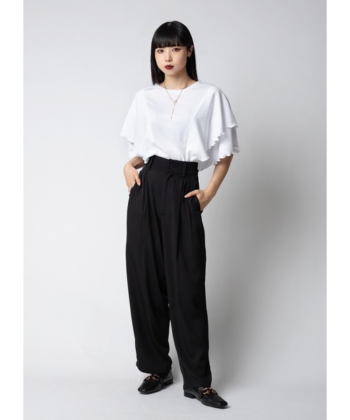 Adoon plain(アドーンプレーン)の「フリルスリーブトップス(Tシャツ/カットソー・レディース・ホワイト/ブラック/ダークブルー・FREE)」の22枚目の写真