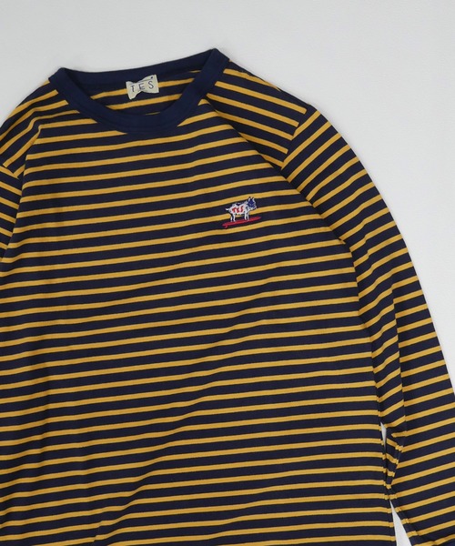 The Endless Summer（エンドレスサマー）の「TES HUNTINGTON BORDER LONG SLEEVE T-SHIRT / ロンT（Tシャツ/カットソー・メンズ・ブラック/オレンジ/ネイビー/ホワイト/グリーン・LARGE/X-LARGE/SMALL/MEDIUM）」の5枚目の写真