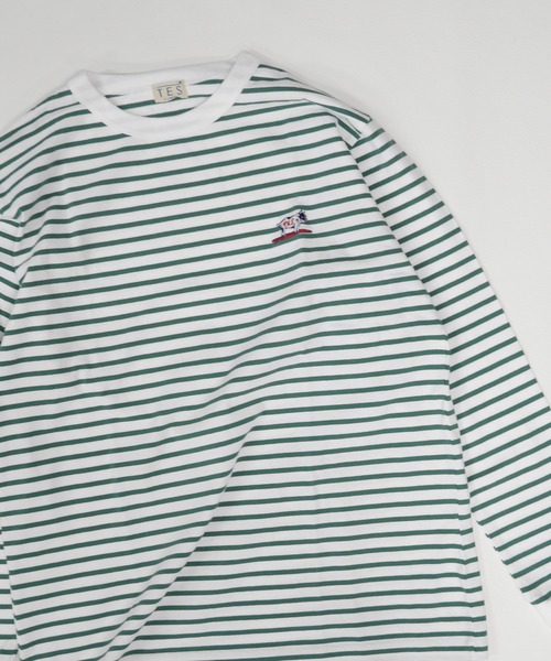 The Endless Summer（エンドレスサマー）の「TES HUNTINGTON BORDER LONG SLEEVE T-SHIRT / ロンT（Tシャツ/カットソー・メンズ・ブラック/オレンジ/ネイビー/ホワイト/グリーン・LARGE/X-LARGE/SMALL/MEDIUM）」の4枚目の写真