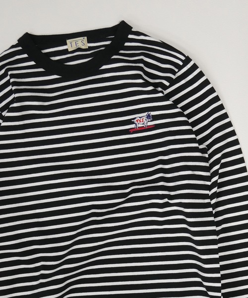 The Endless Summer（エンドレスサマー）の「TES HUNTINGTON BORDER LONG SLEEVE T-SHIRT / ロンT（Tシャツ/カットソー・メンズ・ブラック/オレンジ/ネイビー/ホワイト/グリーン・LARGE/X-LARGE/SMALL/MEDIUM）」の3枚目の写真