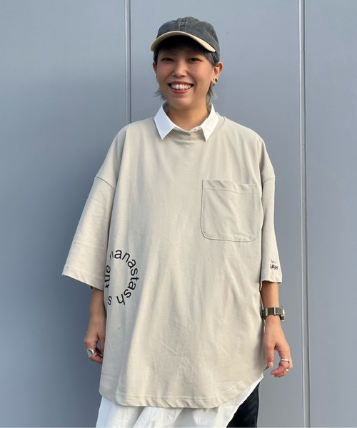 MANASTASH（マナスタッシュ）の「MANASTASH/マナスタッシュ　MS CIRCLE LOGO TEE　MSサークルロゴティー（Tシャツ/カットソー・メンズ・ベージュ/ブラック/ホワイト/カーキ・M/L）」の10枚目の写真