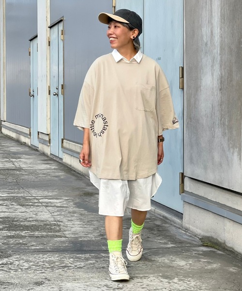 MANASTASH（マナスタッシュ）の「MANASTASH/マナスタッシュ　MS CIRCLE LOGO TEE　MSサークルロゴティー（Tシャツ/カットソー・メンズ・ベージュ/ブラック/ホワイト/カーキ・M/L）」の9枚目の写真