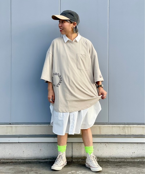 MANASTASH（マナスタッシュ）の「MANASTASH/マナスタッシュ　MS CIRCLE LOGO TEE　MSサークルロゴティー（Tシャツ/カットソー・メンズ・ベージュ/ブラック/ホワイト/カーキ・M/L）」の8枚目の写真