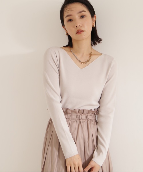 Rib B/N Knit ベージュ美品 NATURAL BEAUTY BASIC（ナチュラルビューティーベーシック）の「＜総針