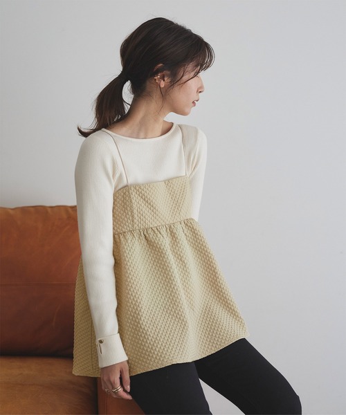 titivate(ティティベイト)の「ペプラムギャザーキャミソールトップス(キャミソール・レディース・グレイッシュベージュ/ブラウン/ブラック・S/M)」の7枚目の写真