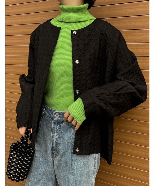 Re:EDIT（リエディ）の「[2022A/W COLLECTION]タートルネック指穴リブニットトップス（ニット/セーター・レディース・杢グレー/パープル/ブラウン/グリーン/アイボリー/ホワイト系その他/ブラック・MEDIUM/LARGE）」の6枚目の写真