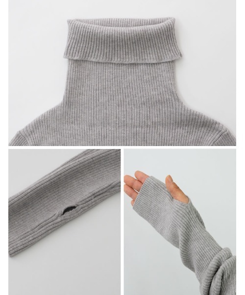 Re:EDIT（リエディ）の「[2022A/W COLLECTION]タートルネック指穴リブニットトップス（ニット/セーター・レディース・杢グレー/パープル/ブラウン/グリーン/アイボリー/ホワイト系その他/ブラック・MEDIUM/LARGE）」の11枚目の写真