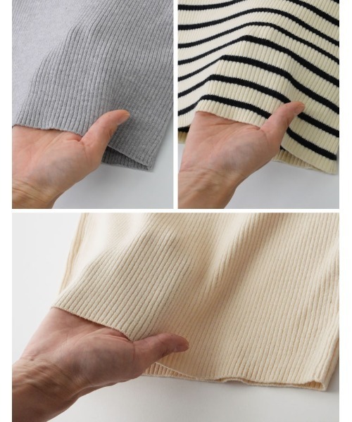 Re:EDIT（リエディ）の「[2022A/W COLLECTION]タートルネック指穴リブニットトップス（ニット/セーター・レディース・杢グレー/パープル/ブラウン/グリーン/アイボリー/ホワイト系その他/ブラック・MEDIUM/LARGE）」の16枚目の写真