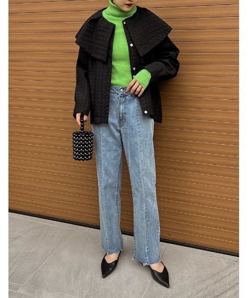 Re:EDIT（リエディ）の「[2022A/W COLLECTION]タートルネック指穴リブニットトップス（ニット/セーター・レディース・杢グレー/パープル/ブラウン/グリーン/アイボリー/ホワイト系その他/ブラック・MEDIUM/LARGE）」の18枚目の写真