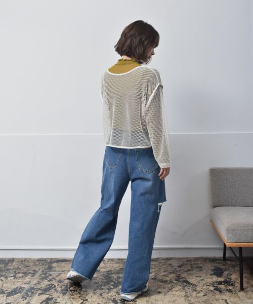 RETRO GIRL（レトロガール）の「パイピングメッシュカーデ（Tシャツ/カットソー・レディース・ブラック/ホワイト/グリーン・FREE）」の7枚目の写真