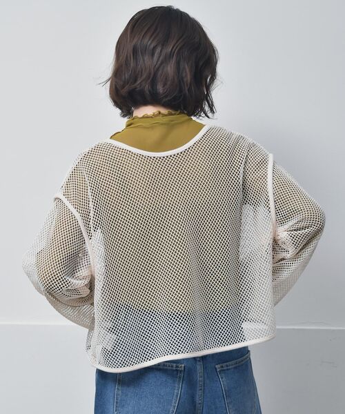 RETRO GIRL（レトロガール）の「パイピングメッシュカーデ（Tシャツ/カットソー・レディース・ブラック/ホワイト/グリーン・FREE）」の11枚目の写真