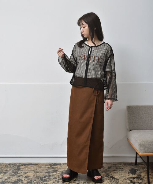 RETRO GIRL（レトロガール）の「パイピングメッシュカーデ（Tシャツ/カットソー・レディース・ブラック/ホワイト/グリーン・FREE）」の14枚目の写真