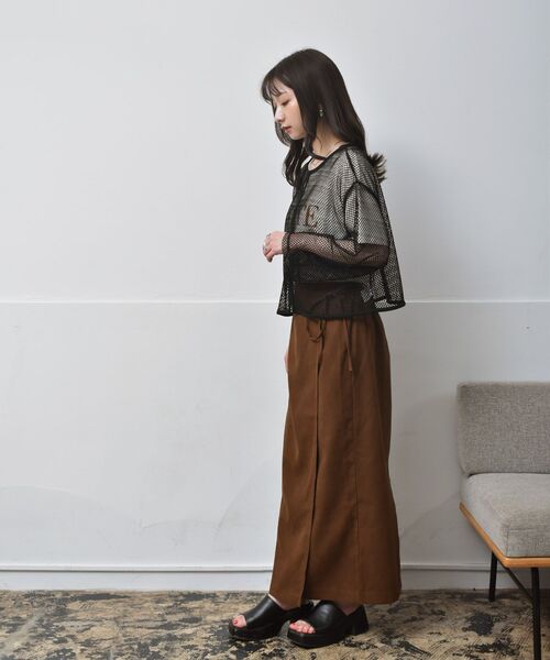 RETRO GIRL（レトロガール）の「パイピングメッシュカーデ（Tシャツ/カットソー・レディース・ブラック/ホワイト/グリーン・FREE）」の15枚目の写真