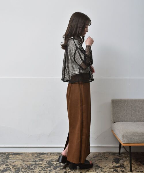 RETRO GIRL（レトロガール）の「パイピングメッシュカーデ（Tシャツ/カットソー・レディース・ブラック/ホワイト/グリーン・FREE）」の16枚目の写真