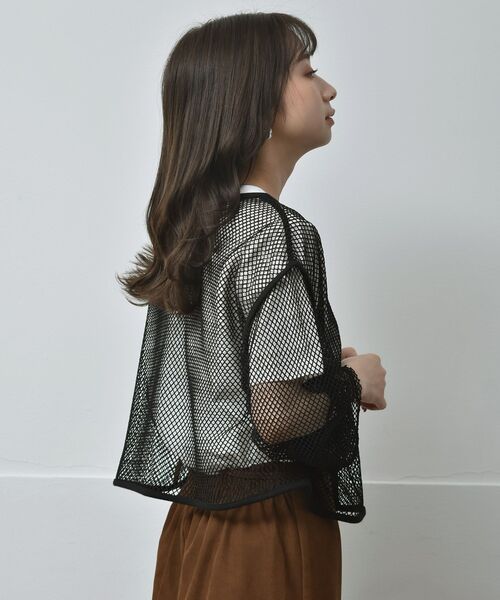 RETRO GIRL（レトロガール）の「パイピングメッシュカーデ（Tシャツ/カットソー・レディース・ブラック/ホワイト/グリーン・FREE）」の19枚目の写真