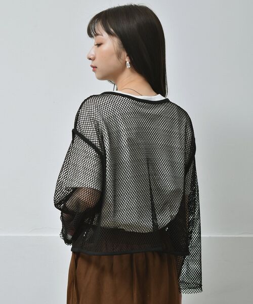 RETRO GIRL（レトロガール）の「パイピングメッシュカーデ（Tシャツ/カットソー・レディース・ブラック/ホワイト/グリーン・FREE）」の20枚目の写真