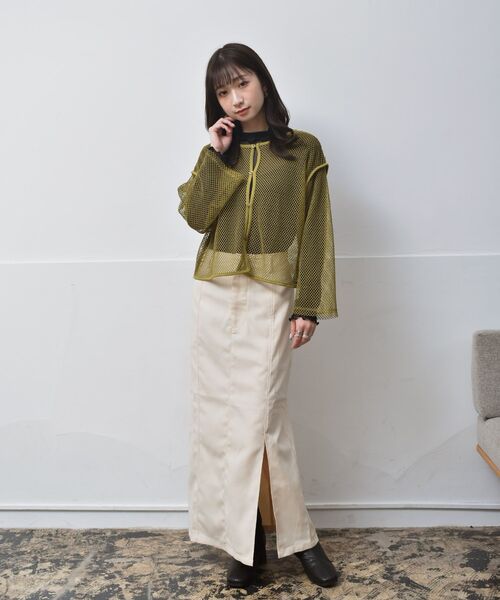 RETRO GIRL（レトロガール）の「パイピングメッシュカーデ（Tシャツ/カットソー・レディース・ブラック/ホワイト/グリーン・FREE）」の21枚目の写真