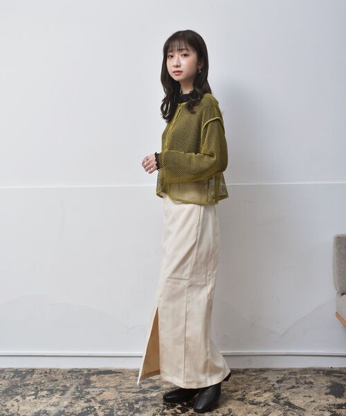 RETRO GIRL（レトロガール）の「パイピングメッシュカーデ（Tシャツ/カットソー・レディース・ブラック/ホワイト/グリーン・FREE）」の22枚目の写真