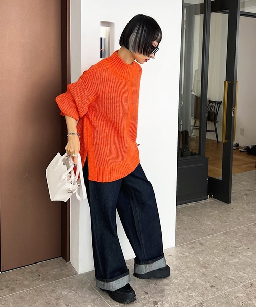 PAGEBOY(ページボーイ)の「アゼスリットタートルニット(ニット/セーター・レディース・ブラック/ベージュ/オフホワイト/オレンジ/ブルー系その他・FREE)」の18枚目の写真