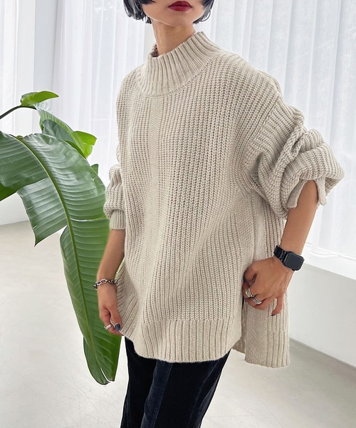 PAGEBOY(ページボーイ)の「アゼスリットタートルニット(ニット/セーター・レディース・ブラック/ベージュ/オフホワイト/オレンジ/ブルー系その他・FREE)」の20枚目の写真