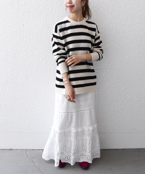 セール】SHIPS any: 〈ウォッシャブル〉レース パッチワーク スカート2