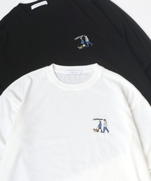 Lazar 別注 Cute Couple/Uncle Beard オーバーサイズ ワンポイント刺繍 ロングスリーブTシャツ