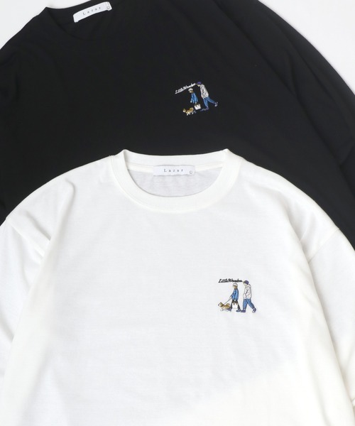 Lazar（ラザル）の「Lazar 別注 Cute Couple/Uncle Beard オーバーサイズ ワンポイント刺繍 ロングスリーブTシャツ（Tシャツ/カットソー・メンズ・ホワイト/ブラック/ダークグリーン/ベージュ/ブルー/ホワイト系その他/ブラック系その他/ベージュ系その他/グリーン系その他/ブルー系その他/ホワイト系その他2/ホワイト系その他3/ブラック系その他2/ブラック系その他3/グリーン系その他2/グリーン系その他3/ホワイト系その他4/ブラック系その他5/ブラック系その他4/ホワイト系その他5・LL/M/L）」の6枚目の写真