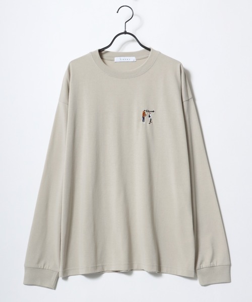 Lazar（ラザル）の「Lazar 別注 Cute Couple/Uncle Beard オーバーサイズ ワンポイント刺繍 ロングスリーブTシャツ（Tシャツ/カットソー・メンズ・ホワイト/ブラック/ダークグリーン/ベージュ/ブルー/ホワイト系その他/ブラック系その他/ベージュ系その他/グリーン系その他/ブルー系その他/ホワイト系その他2/ホワイト系その他3/ブラック系その他2/ブラック系その他3/グリーン系その他2/グリーン系その他3/ホワイト系その他4/ブラック系その他5/ブラック系その他4/ホワイト系その他5・LL/M/L）」の22枚目の写真