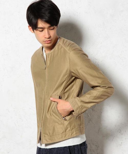 green label relaxing（グリーンレーベルリラクシング）の「C/LINEN NOCOL RIDERS ブルゾン ◆（ブルゾン・メンズ・ベージュ/ブラック・SMALL/MEDIUM/LARGE）」の2枚目の写真