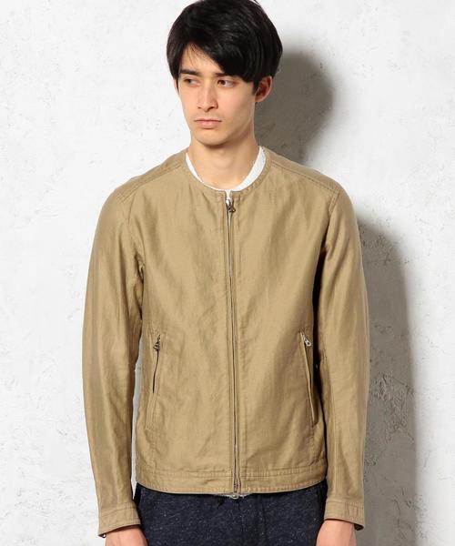green label relaxing（グリーンレーベルリラクシング）の「C/LINEN NOCOL RIDERS ブルゾン ◆（ブルゾン・メンズ・ベージュ/ブラック・SMALL/MEDIUM/LARGE）」の9枚目の写真