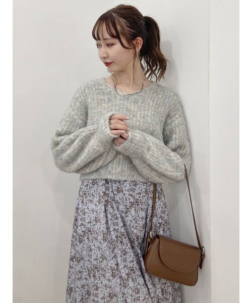 dazzlin（ダズリン）の「コットンキャンディクロップドニットトップス（ニット/セーター・レディース・ベージュ/パープル/レッド/ブルー/グリーン・FREE）」の15枚目の写真