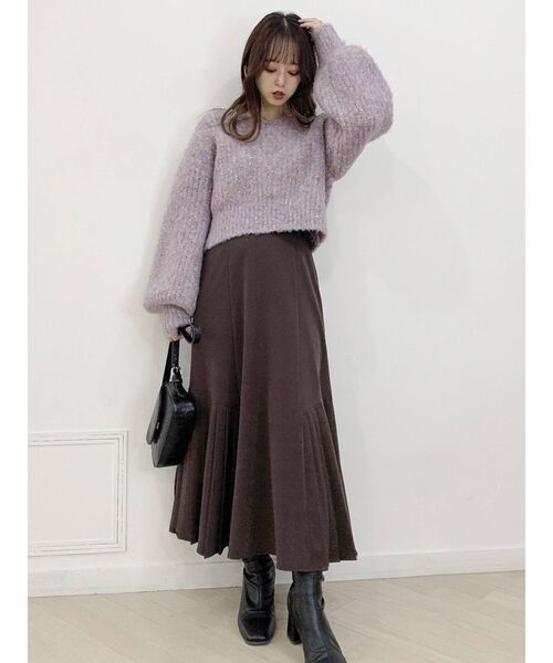 dazzlin（ダズリン）の「コットンキャンディクロップドニットトップス（ニット/セーター・レディース・ベージュ/パープル/レッド/ブルー/グリーン・FREE）」の18枚目の写真