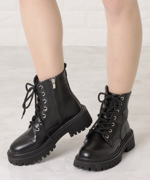 Lace Ladies（レースレディース）の「厚底レースアップショートブーツ（ブーツ・レディース・ブラック/アイボリー・22.5/23/23.5/24/24.5/25）」の14枚目の写真