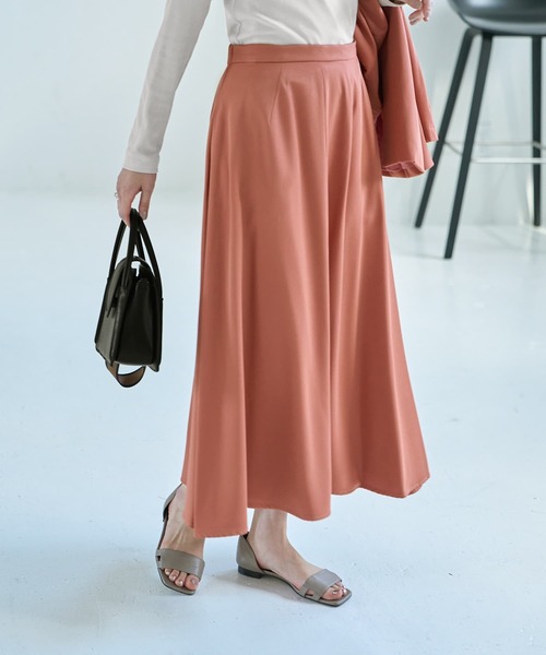 STYLE DELI(スタイルデリ)の「82cm丈ソフトツイルフレアスカート(スカート・レディース・ベージュ/ネイビー/ピンク系・SMALL/MEDIUM)」の1枚目の写真