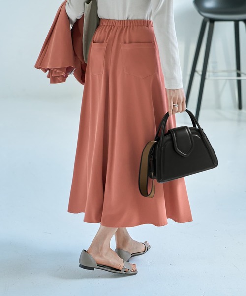 STYLE DELI(スタイルデリ)の「82cm丈ソフトツイルフレアスカート(スカート・レディース・ベージュ/ネイビー/ピンク系・SMALL/MEDIUM)」の13枚目の写真