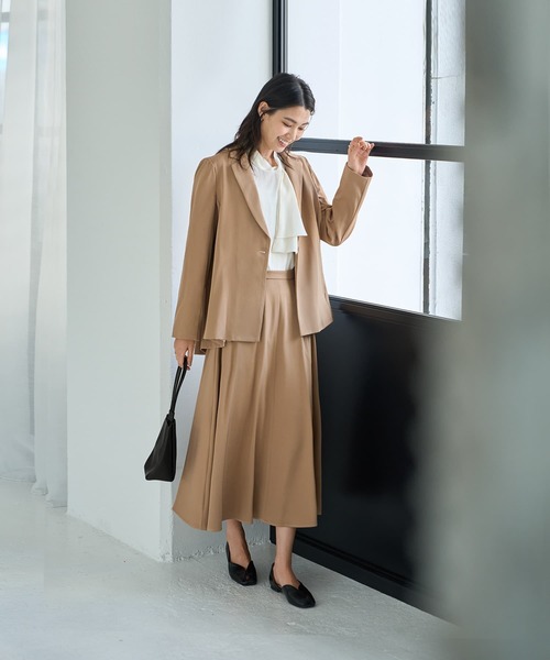 STYLE DELI(スタイルデリ)の「82cm丈ソフトツイルフレアスカート(スカート・レディース・ベージュ/ネイビー/ピンク系・SMALL/MEDIUM)」の5枚目の写真