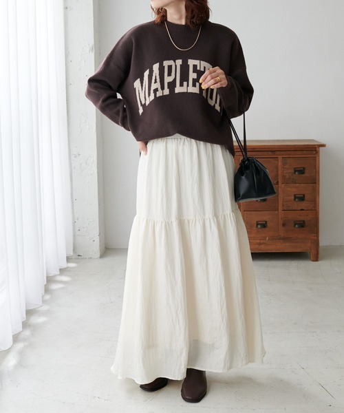 DISCOAT（ディスコート）の「WEB限定サテンワッシャーティアードスカート（スカート・レディース・ブラック/オフホワイト・FREE）」の3枚目の写真