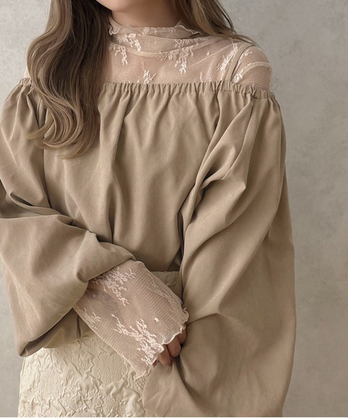 apres jour clair(アプレジュールクレア)の「【apres jour clair】2WAYギャザーブラウス【ZOZOTOWN限定アイテム】(シャツ/ブラウス・レディース・ブラウン系その他/アイボリー/ベージュ・フリー/X-LARGE)」の3枚目の写真