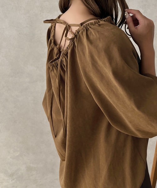 apres jour clair(アプレジュールクレア)の「【apres jour clair】2WAYギャザーブラウス【ZOZOTOWN限定アイテム】(シャツ/ブラウス・レディース・ブラウン系その他/アイボリー/ベージュ・フリー/X-LARGE)」の9枚目の写真