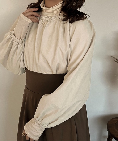 apres jour clair(アプレジュールクレア)の「【apres jour clair】2WAYギャザーブラウス【ZOZOTOWN限定アイテム】(シャツ/ブラウス・レディース・ブラウン系その他/アイボリー/ベージュ・フリー/X-LARGE)」の21枚目の写真