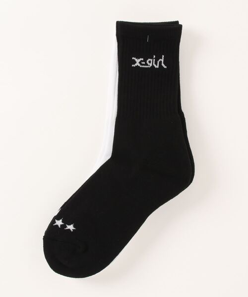 X-girl（エックスガール）の「【X-girl /エックスガール】 LOGO 2P MIDDLE SOCKS（ソックス/靴下・レディース・ホワイト・FREE）」の4枚目の写真