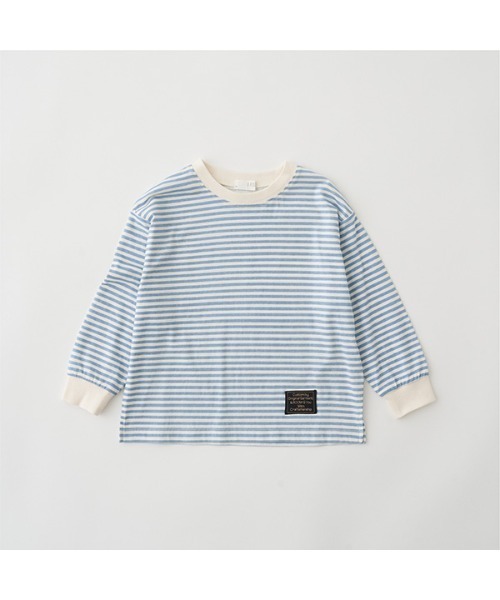 b・ROOM（ビールーム）の「【型崩れしないやわらかコットン】プリントボーダードロップTシャツ（Tシャツ/カットソー・キッズ・ブラック/サックスブルー/モスグリーン/ベージュ/パープル/オレンジ・100cm/110cm/120cm/130cm/140cm/150cm）」の21枚目の写真