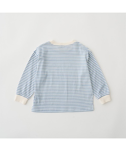 b・ROOM（ビールーム）の「【型崩れしないやわらかコットン】プリントボーダードロップTシャツ（Tシャツ/カットソー・キッズ・ブラック/サックスブルー/モスグリーン/ベージュ/パープル/オレンジ・100cm/110cm/120cm/130cm/140cm/150cm）」の22枚目の写真