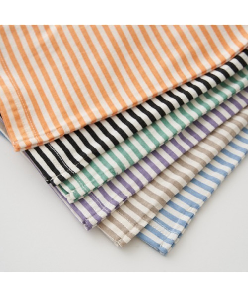 b・ROOM（ビールーム）の「【型崩れしないやわらかコットン】プリントボーダードロップTシャツ（Tシャツ/カットソー・キッズ・ブラック/サックスブルー/モスグリーン/ベージュ/パープル/オレンジ・100cm/110cm/120cm/130cm/140cm/150cm）」の19枚目の写真