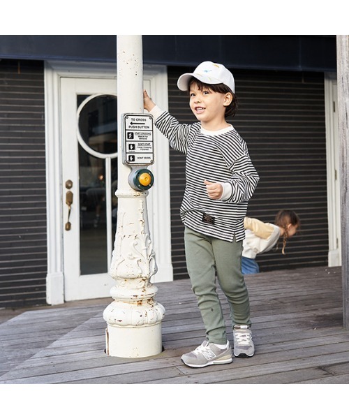 b・ROOM（ビールーム）の「【型崩れしないやわらかコットン】プリントボーダードロップTシャツ（Tシャツ/カットソー・キッズ・ブラック/サックスブルー/モスグリーン/ベージュ/パープル/オレンジ・100cm/110cm/120cm/130cm/140cm/150cm）」の11枚目の写真