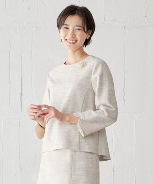 J.PRESS(ジェイプレス)の「ライトツイードストレッチ ブラウス(シャツ/ブラウス・レディース・ライトグレー系1/ベージュ系1/ネイビー系・T13/T15)」の3枚目の写真