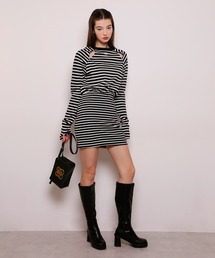 【Seemi】Seemiカットボーダーミニワンピース