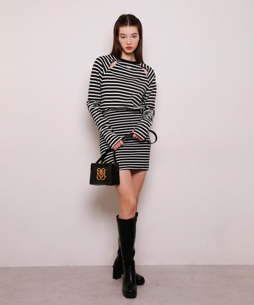 Seemi. byNICECLAUP（ シーミーバイナイスクラップ）の「【Seemi】Seemiカットボーダーミニワンピース（ワンピース・レディース・ブラック系その他/ピンク系その他/ホワイト系その他・FREE）」の12枚目の写真