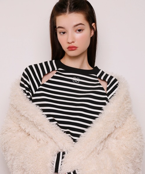 Seemi. byNICECLAUP（ シーミーバイナイスクラップ）の「【Seemi】Seemiカットボーダーミニワンピース（ワンピース・レディース・ブラック系その他/ピンク系その他/ホワイト系その他・FREE）」の17枚目の写真