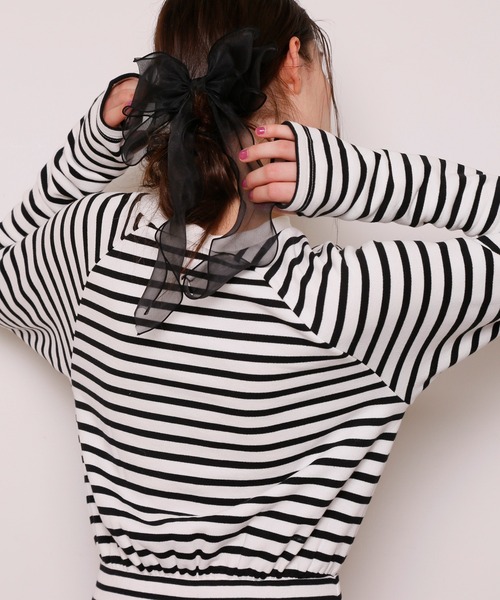 Seemi. byNICECLAUP（ シーミーバイナイスクラップ）の「【Seemi】Seemiカットボーダーミニワンピース（ワンピース・レディース・ブラック系その他/ピンク系その他/ホワイト系その他・FREE）」の9枚目の写真